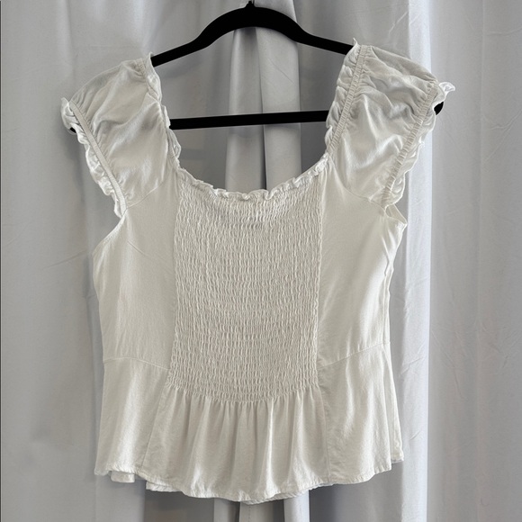 White Ruffle Peplum Sleeveless Blouse Cottagecore Top Romantic Small - Picture 3 of 6